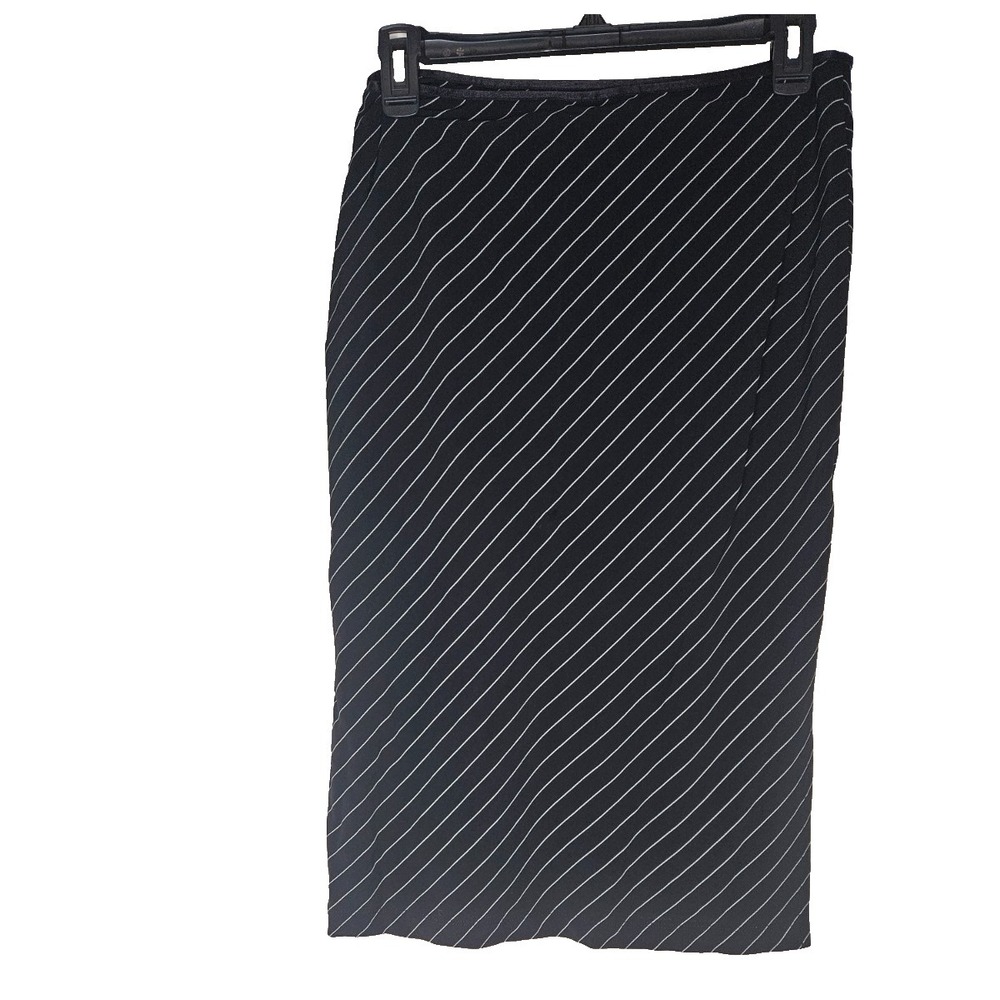 Black Stripe Pencil Skirt Womens M Work Office Career Minimalist Classic